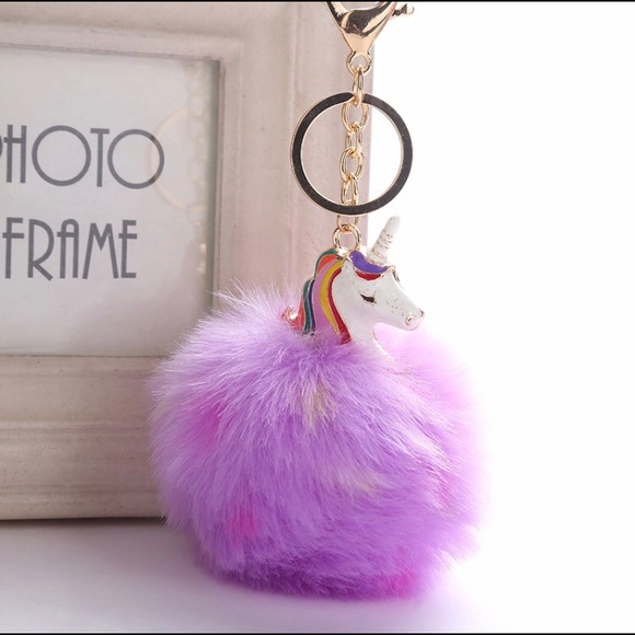 Accessories - 3/$20 Purple Pom Pom unicorn keychain